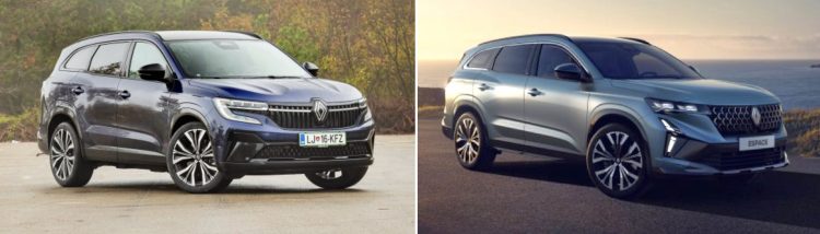 Renault Espace pred in po oblikovni posodobitvi.