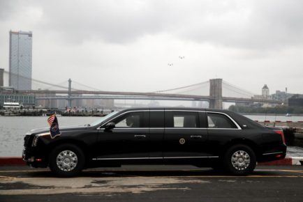 FILE PHOTO: U.S. President Donald Trump's new Cadillac limousine nicknamed "The Beast" awaits its debut drive in New York City