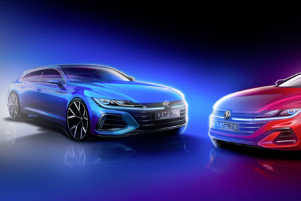 First preview towards the new Arteon Shooting Brake (left) and t