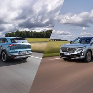 Renault Symbioz full hybrid E-Tech - Iconic - Mercury Blue - Renault Espace full hybrid E-Tech - Iconic - Baltic Blue Grey