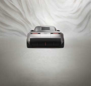 Static studio shot, exterior, rear view