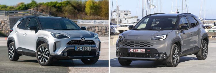 Prej in potem: Yaris Cross v letu 2024 in 2026.